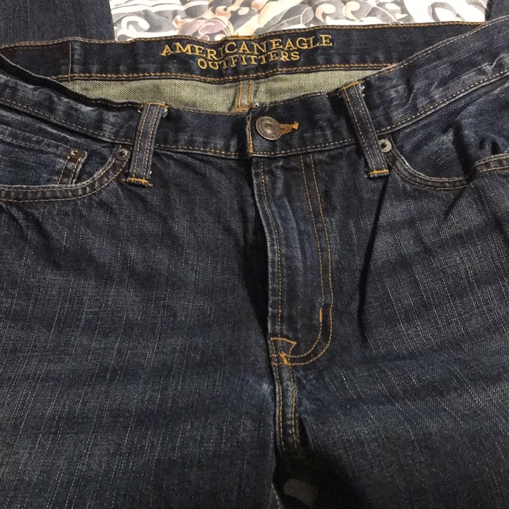 Mens American Eagle Original Straight dark blue jeans